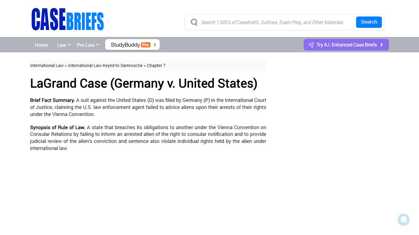 LaGrand Case (Germany v. United States) - CaseBriefs